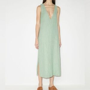Elleme Paris Aline Embroidered Maxi MIDI Dress Linen